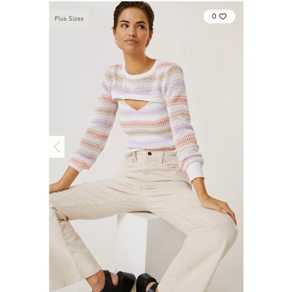 ANTHROPOLOGIE Striped Shrug & Sweater Tank Set// L - Picture 1 of 13